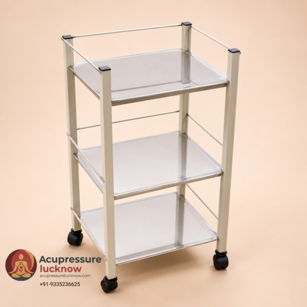 3 Shelf Steel Clinical Moving Trolley for Hospitals & Clinics